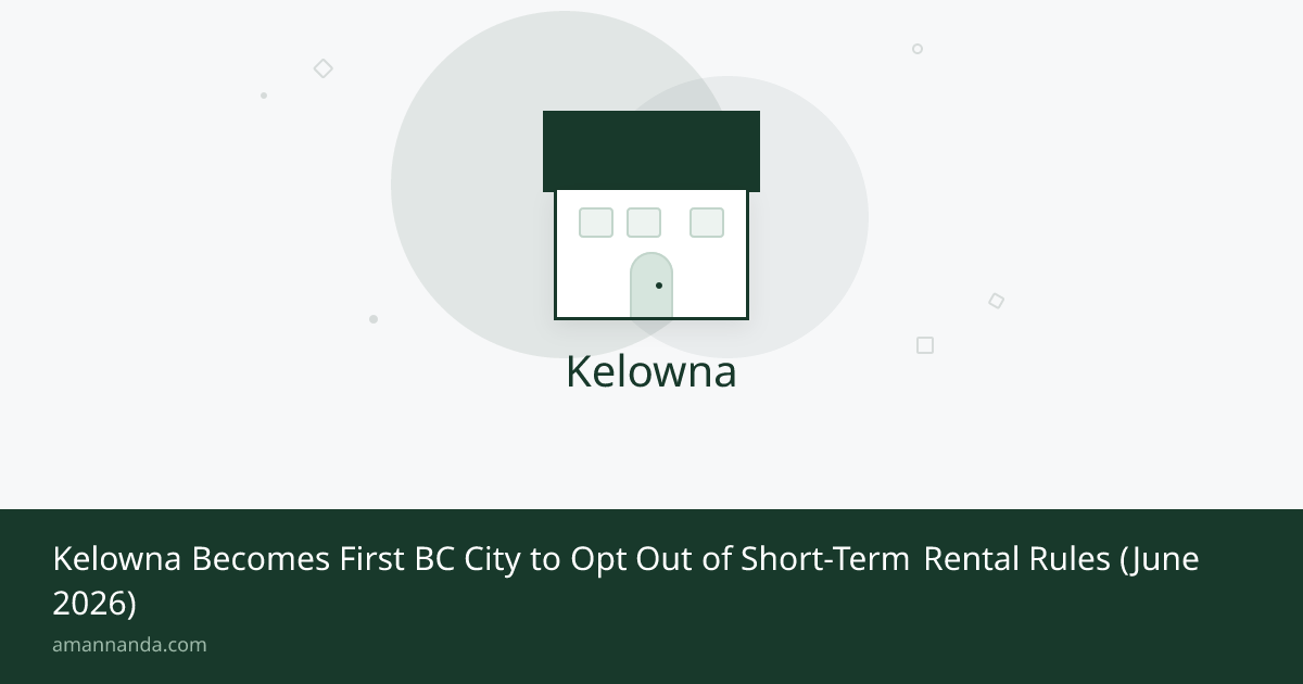 Kelowna BC skyline and waterfront — first BC city granted short-term rental opt-out from provincial rules